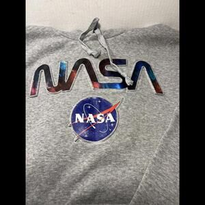 NASA Logo Pullover Hoodie (Size L) Grey Sweatshirt. Bushwick supply comfy core